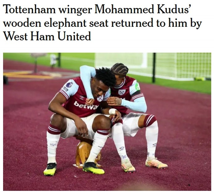 还挺有爱！西汉姆将库杜斯以前进球庆祝用的凳子还给他